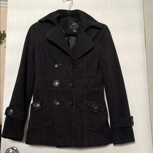 Forever 21 Black Double-Breasted Pea Coat